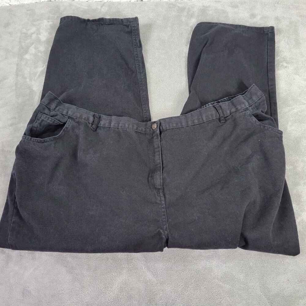 Woman Within Plus Size 34W Jeans Black Straight Leg 100% Cotton SL47E